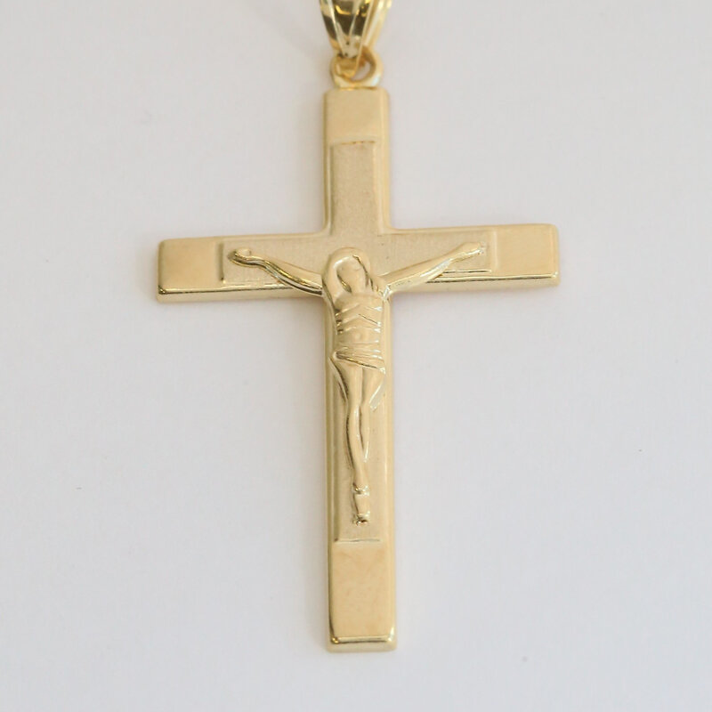 American Jewelry 14k 40x25mm Polished & Matte Crucifix Pendant (NO CHAIN)