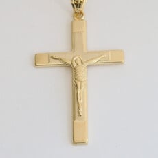 American Jewelry 14k 40x25mm Polished & Matte Crucifix Pendant (NO CHAIN)