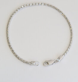 American Jewelry 14k White Gold 2.5mm Fancy Beaded Link Bracelet (7.25")