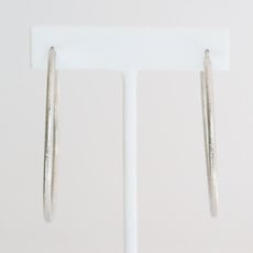American Jewelry 14k White Gold 55mm Sandblasted Design Hoop Earrings