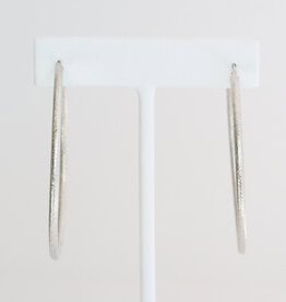American Jewelry 14k White Gold 55mm Sandblasted Design Hoop Earrings