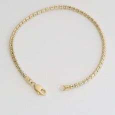 American Jewelry 14k White & Yellow Gold Fancy Beaded Link Bracelet (7.25")