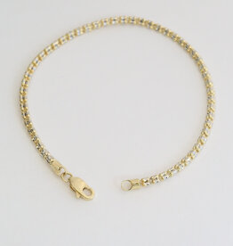 American Jewelry 14k White & Yellow Gold Fancy Beaded Link Bracelet (7.25")