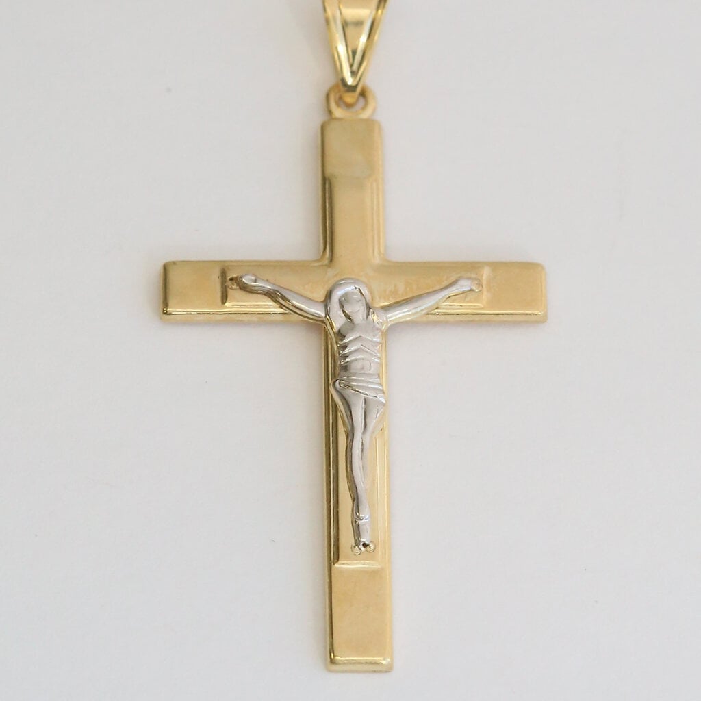 American Jewelry 14k White & Yellow Gold Crucifix Pendant (NO CHAIN)