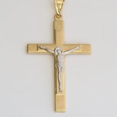 American Jewelry 14k White & Yellow Gold Crucifix Pendant (NO CHAIN)