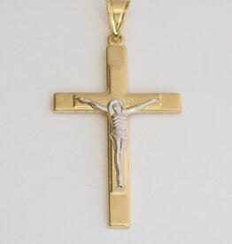 American Jewelry 14k White & Yellow Gold Crucifix Pendant (NO CHAIN)