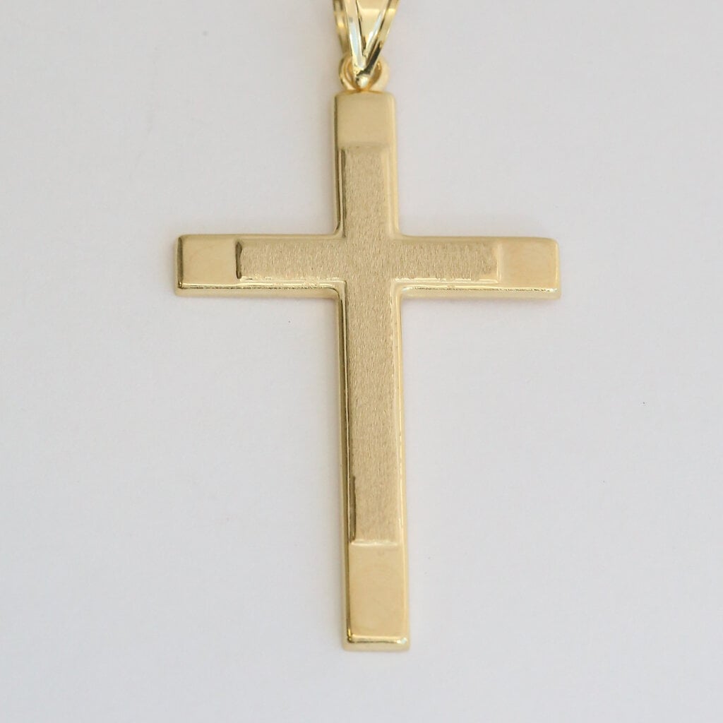 American Jewelry 14k Yellow Gold 40mm Polished & Matte Pendant (NO CHAIN)