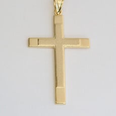 American Jewelry 14k Yellow Gold 40mm Polished & Matte Pendant (NO CHAIN)