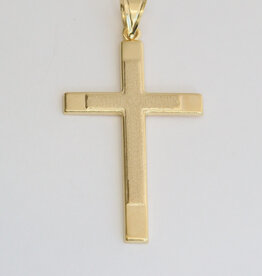 American Jewelry 14k Yellow Gold 40mm Polished & Matte Pendant (NO CHAIN)