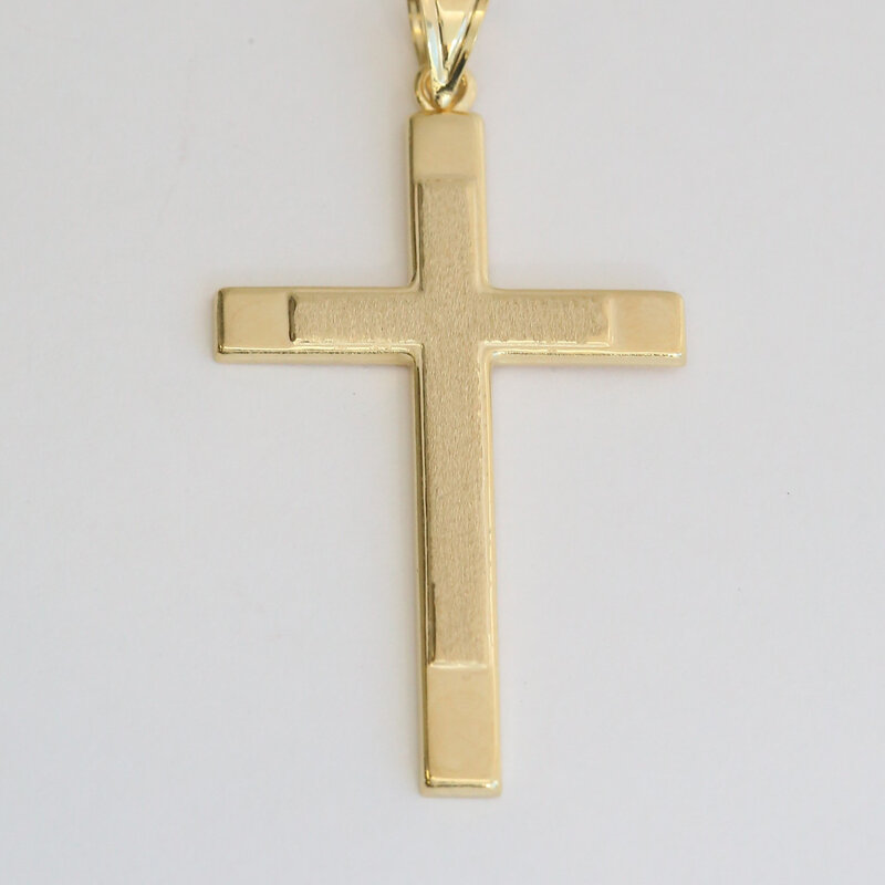 American Jewelry 14k Yellow Gold 40mm Polished & Matte Pendant (NO CHAIN)