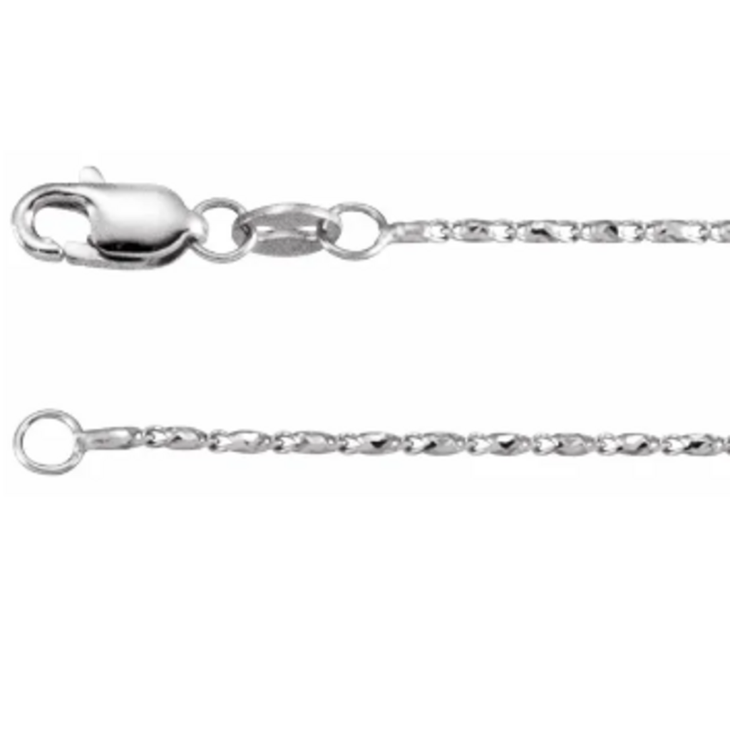 American Jewelry 14k White Gold 1mm Raso Chain (18")