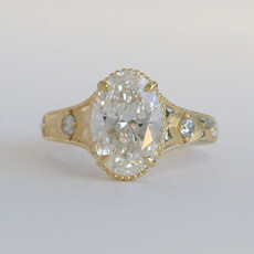 American Jewelry 14k Yellow Gold 3.05ctw (3ctw F/VS1 IGI Lab Grown Oval Ctr) Accented Engagement Ring