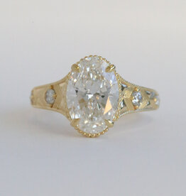 American Jewelry 14k Yellow Gold 3.05ctw (3ctw F/VS1 IGI Lab Grown Oval Ctr) Accented Engagement Ring