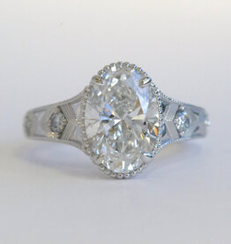 American Jewelry 14k White Gold 3.07ctw (3.02 F/VS1 IGI Ctr) Accented Solitaire Tapered Engagement Ring