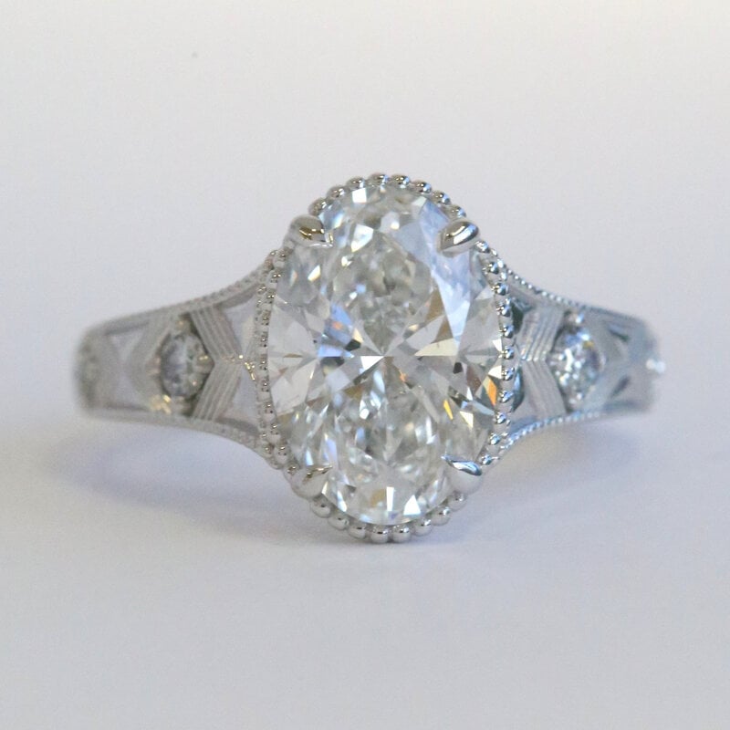 American Jewelry 14k White Gold 3.07ctw (3.02 F/VS1 IGI Ctr) Accented Solitaire Tapered Engagement Ring