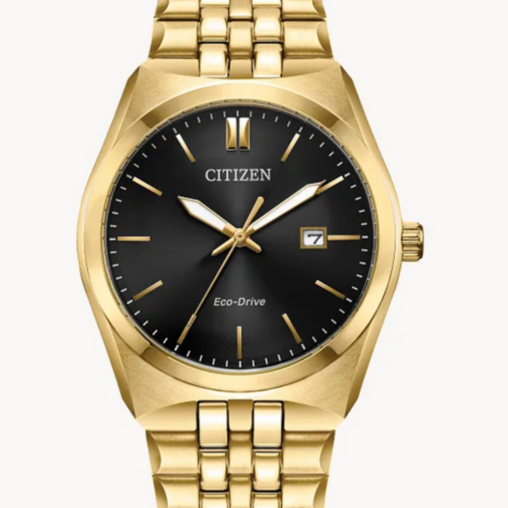 Citizen Citizen Eco-Drive Gold Tone Corso Watch w/ Black Dial