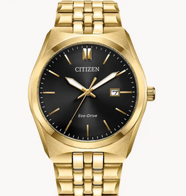 Citizen Citizen Eco-Drive Gold Tone Corso Watch w/ Black Dial