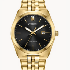 Citizen Citizen Eco-Drive Gold Tone Corso Watch w/ Black Dial