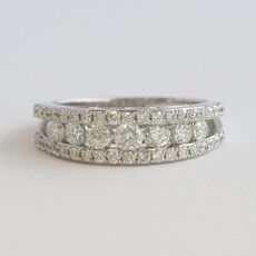 American Jewelry 14k White Gold .90ctw  Diamond Triple Row Band Ring