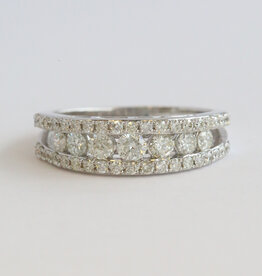 American Jewelry 14k White Gold .90ctw  Diamond Triple Row Band Ring