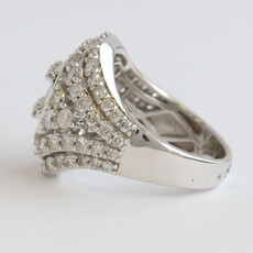 American Jewelry 14k White Gold 3ctw Baguette & Round Diamond Chunky Ring