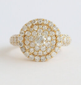 American Jewelry 14k Yellow Gold 2.5ctw Diamond Triple Round Halo Engagement Ring