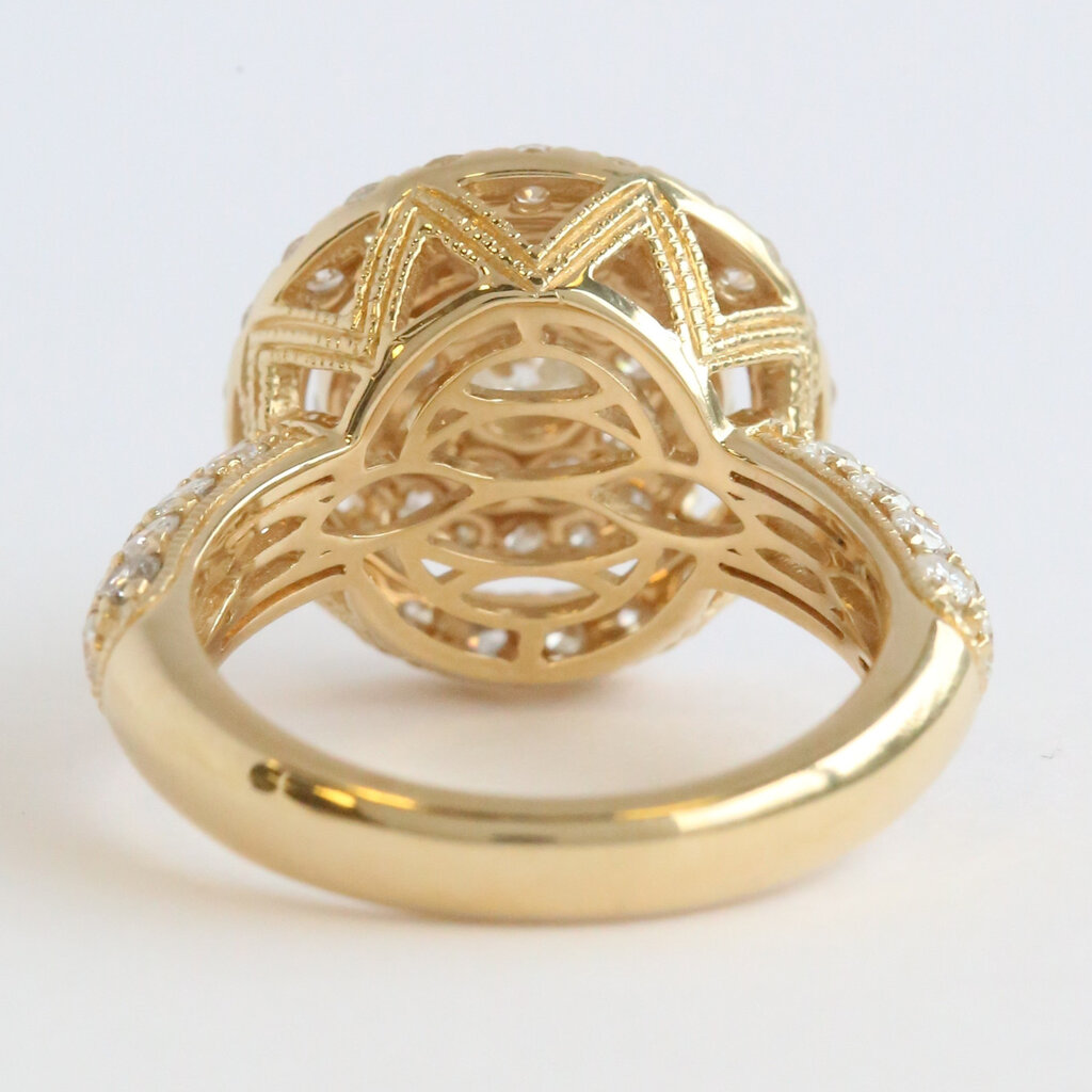 American Jewelry 14k Yellow Gold 2.5ctw Diamond Triple Round Halo Engagement Ring