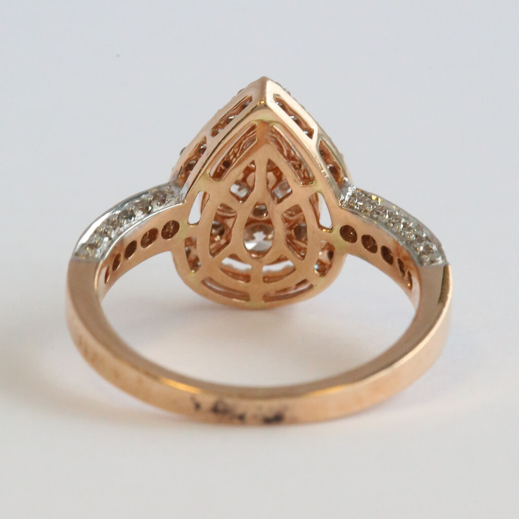 American Jewelry 14k White & Rose Gold 396ctw Diamond Pear Halo Cluster Engagement Ring