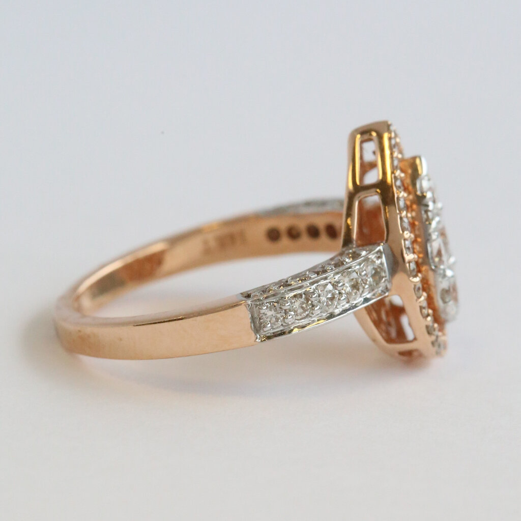 American Jewelry 14k White & Rose Gold 396ctw Diamond Pear Halo Cluster Engagement Ring