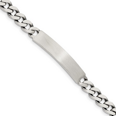 Sterling Silver Antiqued Engravable Curb link Bracelet (7")