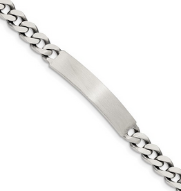 Sterling Silver Antiqued Engravable Curb link Bracelet (7")