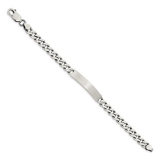 Sterling Silver Antiqued Engravable Curb link Bracelet (7")
