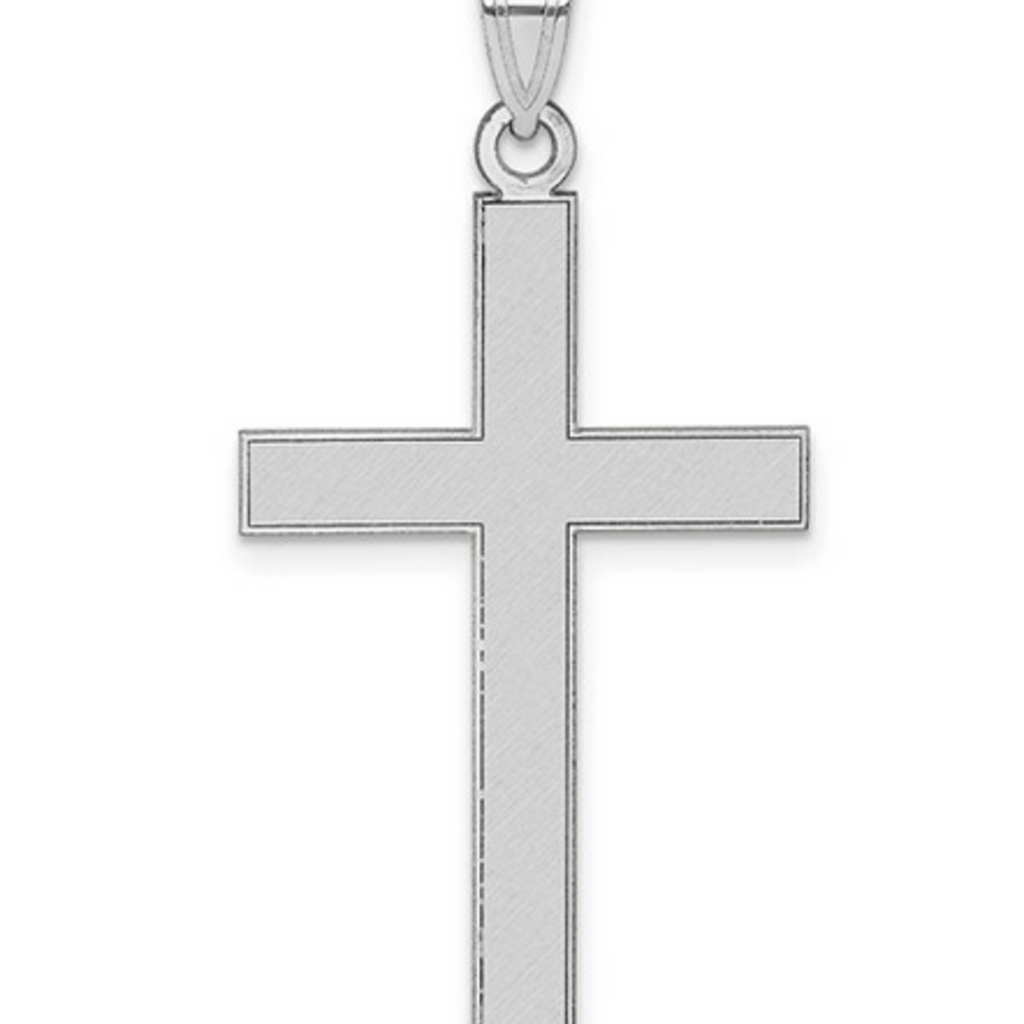 14k White Gold Florentine Satin Cross Pendant
