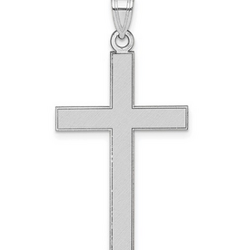 14k White Gold Florentine Satin Cross Pendant