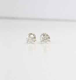 14k White Gold 3ctw H-I/I1 Diamond 3-Prong Martini Stud Earrings