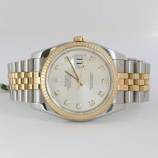 Rolex 36mm Pre-Owned Rolex Two-Tone Oyster Perpetual Datejust Watch w/ Diamond Markers (2010)
