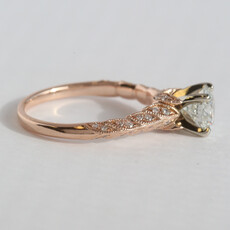 American Jewelry ESTATE 14k Rose Gold 1.11ctw (.91 GIA H/I3 Ctr) Accented Milgrain Solitaire Engagement Ring