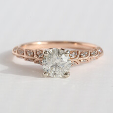 American Jewelry ESTATE 14k Rose Gold 1.11ctw (.91 GIA H/I3 Ctr) Accented Milgrain Solitaire Engagement Ring
