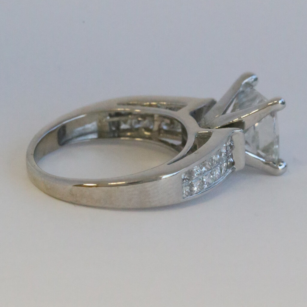 American Jewelry 14k White Gold  Approx 4.18ctw (3.18 I/I1 Ctr)Princess Cut Diamond Accented Engagement Ring