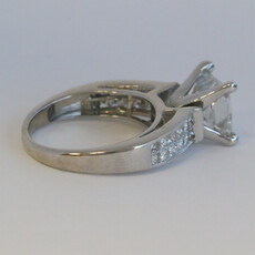 American Jewelry 14k White Gold  Approx 4.18ctw (3.18 I/I1 Ctr)Princess Cut Diamond Accented Engagement Ring