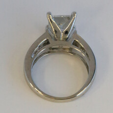American Jewelry 14k White Gold  Approx 4.18ctw (3.18 I/I1 Ctr)Princess Cut Diamond Accented Engagement Ring