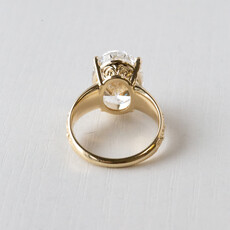 American Jewelry 14k Yellow Gold 7.01ct E/VVS2 Lab Grown Oval Filigree Solitaire Engagement Ring (Size 6.5)