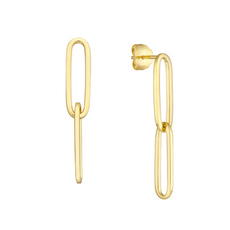 14k Yellow Gold Paperclip Dangle Earrings