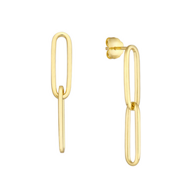 14k Yellow Gold Paperclip Dangle Earrings