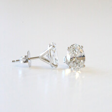 14k White Gold 2.31ctw IGI D/VS1 LG Oval Diamond Martini Set Stud Earrings