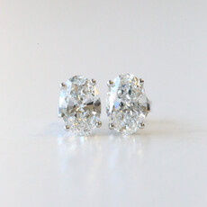 14k White Gold 2.31ctw IGI D/VS1 LG Oval Diamond Martini Set Stud Earrings