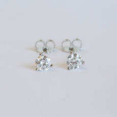 14k White Gold 1.28ctw G-H/SI LG Martini Set Diamond Stud Earrings