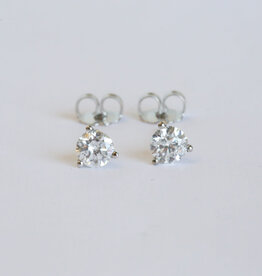 14k White Gold 1.28ctw G-H/SI LG Martini Set Diamond Stud Earrings
