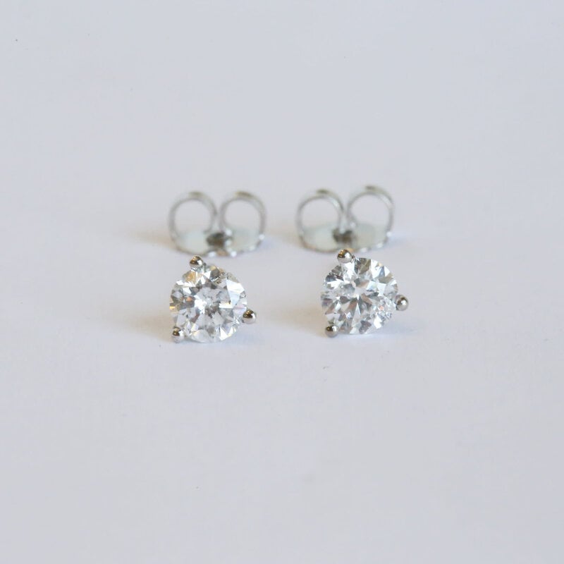 14k White Gold 1.28ctw G-H/SI LG Martini Set Diamond Stud Earrings