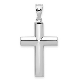 14k White Gold Hollow Cross Pendant (No Chain)